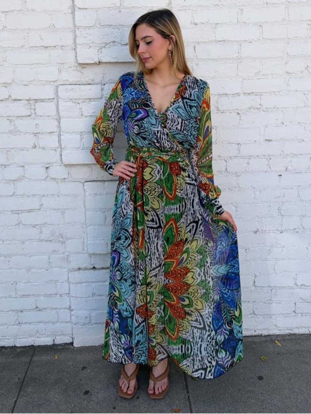 NWT Bandolino tropical safari maxi dress with multicolored abstract floral